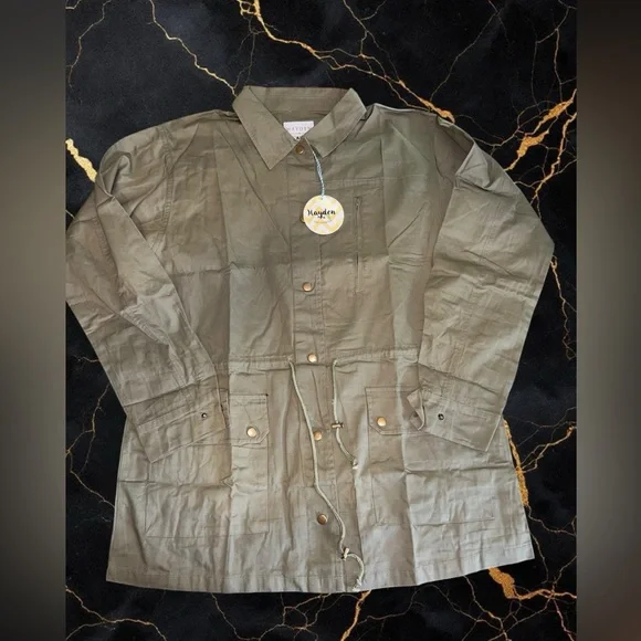 Hayden Olive Utility Jacket with Colorful Embroidery - Picture 2 of 12